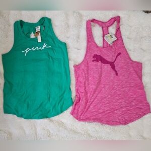 Set of 2 New Tanks - VS PINK (S) and Puma (M)